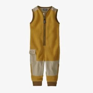 Patagonia Baby Synchilla patched jumpsuit mustard